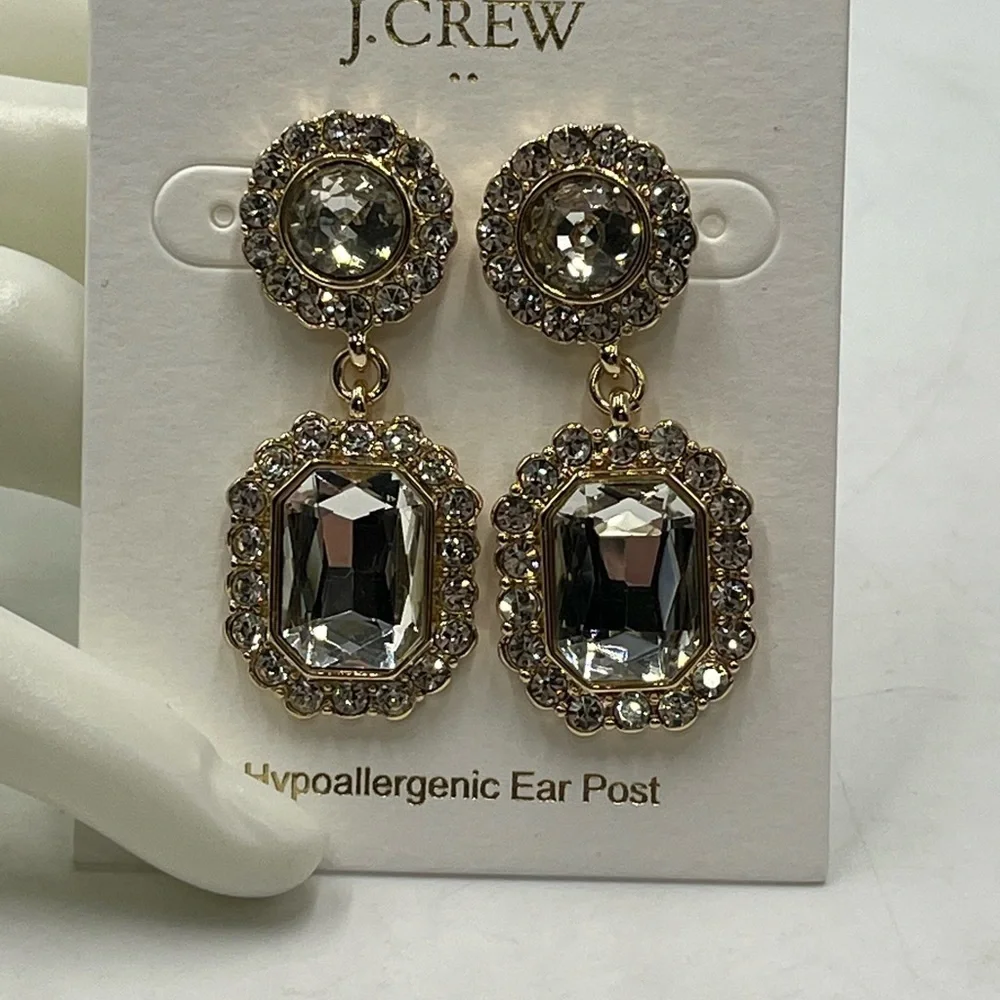 J. Crew Gold Tone Crystal Drop‎ Dangle Earrings Item BW082 New